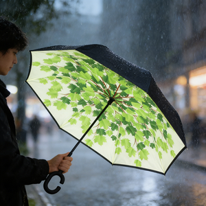 Cadeau d'affaires, <span class=keywords><strong>parapluie</strong></span> <span class=keywords><strong>inversé</strong></span> à double couche en tissu imperméable avec logo personnalisé, différentes couleurs pour femmes et hommes - Product Image 6