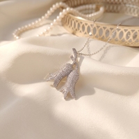 Collier Pendentif Lys du Val en Zircon de Luxe, Plaqué Rhodium, Cuivre Pavé, Fleur Clochette, Bijou Élégant pour Femme, Cadeau de Mariage Nuptial