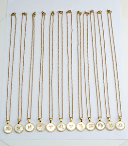 Collana placcata oro 18 carati collana con conchiglia <span class=keywords><strong>simbolo</strong></span> collana in acciaio inossidabile con dodici stelle - Product Image 6