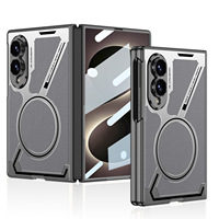 Étui de téléphone à chargement magnétique sans fil avec film pour Galaxy Z Fold8, ultra fin, découpes précises, texture cuir électroplaqué