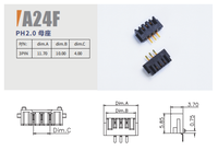 Conector Hembra DGDTE A24F de 2.0mm con Línea Central de 3 Pines (Negro) con Carcasa de Aleación de Cobre y Plástico para Placa PCB