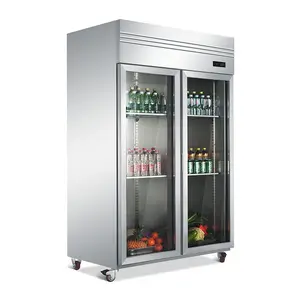 Fabbrica OEM 941L frigorifero congelatore superiore per frigorifero con display a doppia porta in vetro di grande capacità per ristorante dell'hotel di casa