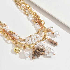 Collares de Perlas de Varias Capas de Moda Kaimei <span class=keywords><strong>2026</strong></span>, Collares de Cuentas Hechos a Mano con Concha de Coco, Collares con Colgante de Lujo Retro de Vidrio y Perlas - Product Image 4