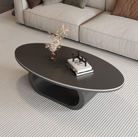 Table basse ovale en dalle de pierre, design moderne minimaliste, luxe léger, table à thé centrale pour petits salons, usage domestique