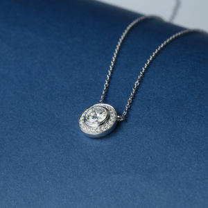 Collier pendentif en moissanite ronde 1 carat Goldleaf Wholesale, tendance, plaqué or 18 carats, argent 925, collier diamant pour femme, cadeau de fête - Product Image 3