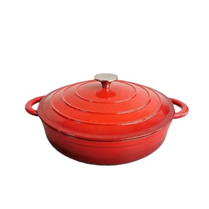Poêle à rôtir <span class=keywords><strong>en</strong></span> céramique émaillée, Casserole peu profonde ronde <span class=keywords><strong>en</strong></span> <span class=keywords><strong>fonte</strong></span> avec couvercle - Product Image 1