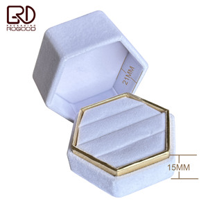 ROGOOD Scatola Esagonale in Velluto per Gioielli 73*63*53mm Verde/Marrone/Bianco/Rosa/Beige/Rosso/Nero/Blu/Grigio per Anelli/Orecchini P1710 - Product Image 2