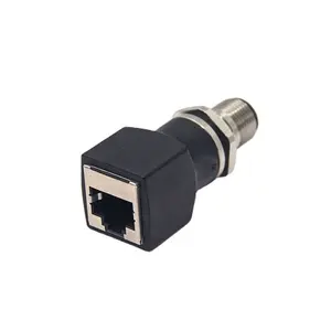 M12 to RJ45 Bulkhead Connector A Code Waterproof M12 4 Pin 2/3/5/6/7/8/9/10/12/14/16pins Female to RJ45 Female Adapter