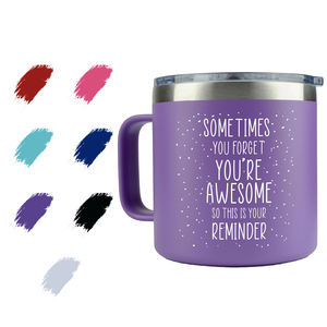 Gobelet à café isotherme en acier inoxydable à double paroi sous vide avec couvercle et poignée, 12 oz, 14 oz, 16 oz - Product Image 1