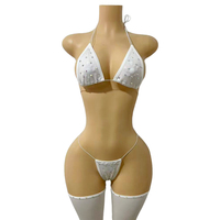 Costume de club sexy en maille Yinlin avec design en strass