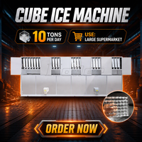 Machine à glace cube de 10 tonnes équipée d'une ensacheuse à glace pour la production de glace