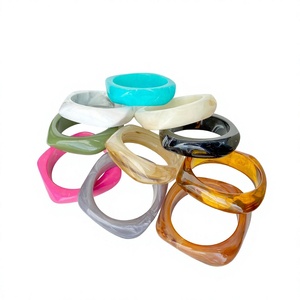 Conjuntos de brazaletes de resina acrílica coloridos vintage, elegantes con incrustaciones de piedras naturales, modernos, de la mejor calidad, informales, unisex, para regalo de boda. - Product Image 2