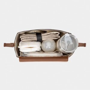 Bolsa de Pañales Mini para Mamá, Vegana, de Cuero Marrón, con Correas para Colgar, Portavasos Aislado, Bolsillo Organizador para Cochecito de Bebé - Product Image 2