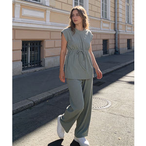 Tuta da <span class=keywords><strong>Donna</strong></span> Personalizzata con Logo, Top a Maniche Corte e Pantaloni, Abbigliamento Sportivo Casual, Set da <span class=keywords><strong>Donna</strong></span> - Product Image 1