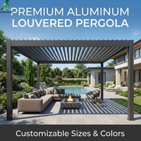 Pérgola de Aluminio ANCSEM con Techo de Láminas Ajustables, Eléctrica, Impermeable, para Patio Exterior, Jardín, Protección Solar, Resistente