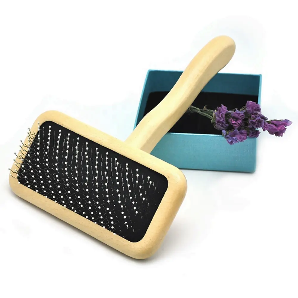 Most Popular Pet Cleaning & Grooming Products Brush Wooden Slicker Pet Brush For Dematting Shedding Short