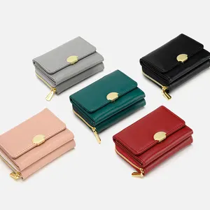 2024 New Women's Short Wallet Two-fold Thin Korean Classic Women's Zipper Personalized Multi-functional Wallet Coin Purse Wallet