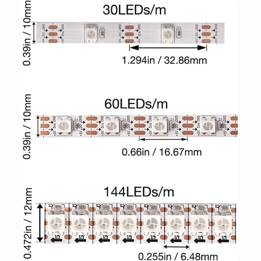 Custom 30leds/m 60leds/m 144leds/m SMD 5050 2812b Ws2812b Led Strip Light 5V RGBIC IP20/IP65/IP67 Waterproof Led Strip · image 2