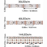 Bande lumineuse LED personnalisée 30 LED/m 60 LED/m 144 LED/m SMD 5050 2812b Ws2812b 5V RGBIC IP20/IP65/IP67 étanche