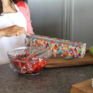 HuamaohengchunTriangles Refillable <b>Plastic</b> <b>Wrap</b> Dispenser - Includes One 12" x 250' <b>Roll</b> of Professional Grade <b>Plastic</b> <b>Wrap</b> - Product Image 6