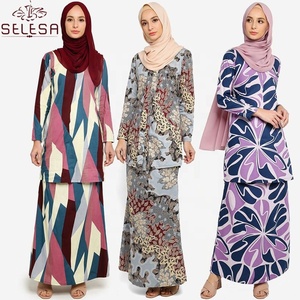 Ultima moda modello <span class=keywords><strong>Online</strong></span> Malaysia Floral Design Plus Size <span class=keywords><strong>donna</strong></span> Jilbab Baju Kurung abbigliamento islamico - Product Image 5