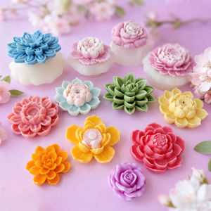 J10-418 fleur de Lotus pâtisserie pouding moule de cuisson bricolage en trois dimensions fleur aromathérapie bougie règle moules - Product Image 1