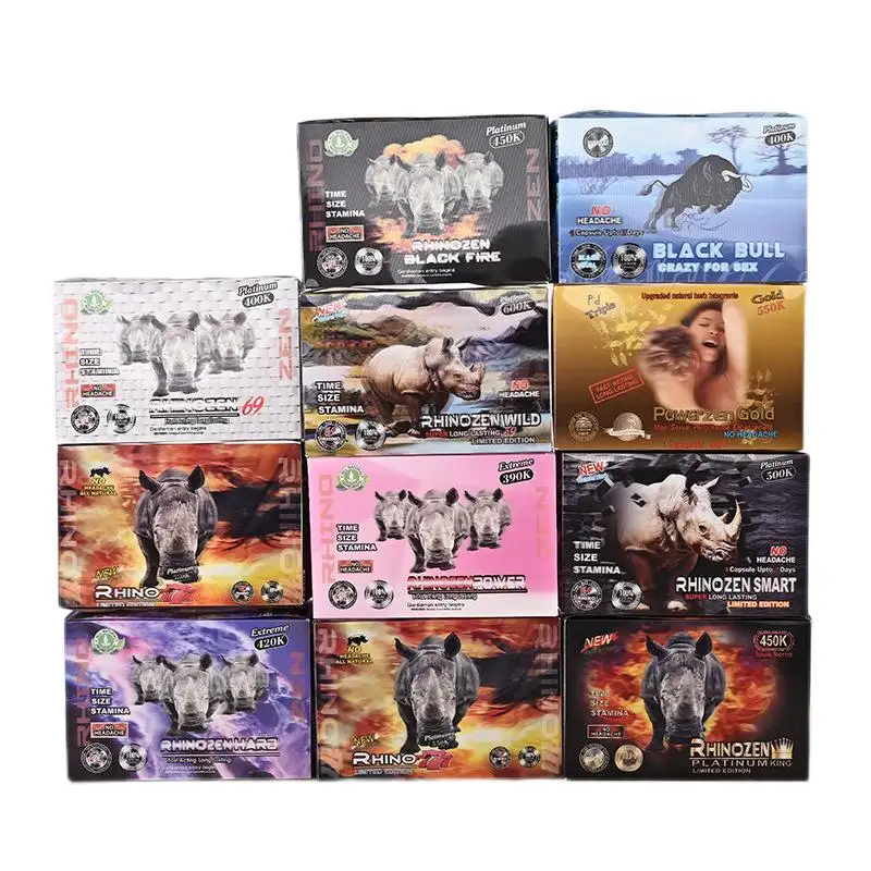 Rhino 69 Verpackung für Sex-Pillen zur Verlängerung der männlichen Geschlechtsfähigkeit medizinische Qualität 3D-Kartenverpackung Medizin-Kapseln-Schachtel