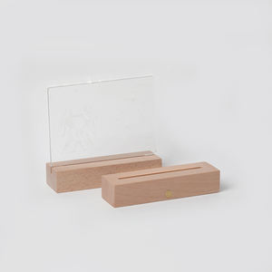 قاعدة عرض مصابيح ملونة خشبية مستطيلة من الخشب ليد لقاعدة مصباح إضاءة ليد ليلي من خشب الأكريليك والشبك - Product Image 3