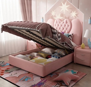 NOVA Popolare Set Camera da Letto Rosa per Ragazze, Letto Doppio in Legno per Bambini con Testiera a Forma di <span class=keywords><strong>Cuore</strong></span> Imbottita - Product Image 2