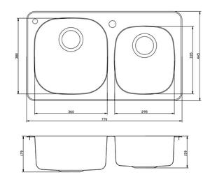 Tiện ích giá tốt nhất thép không gỉ bát đôi topmount rửa bồn rửa hình chữ nhật thép không gỉ bồn rửa nhà bếp với bát đôi - Product Image 2