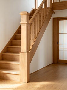Poteau d'escalier en bois massif moderne EFS Modèle 7091F, design cannelé, durable, garantie 1 an - Product Image 1