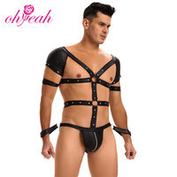 BDSM mode réglable en cuir Bondage harnais hommes Rivet lambris hanche dos ouvert fétiche Bondage sangles Sexy Lingerie hommes