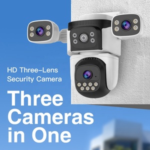 Caméras solaires <span class=keywords><strong>sans</strong></span> <span class=keywords><strong>fil</strong></span> à trois objectifs 9MP 4G avec carte SIM WIFI, <span class=keywords><strong>surveillance</strong></span> CCTV extérieure, caméra <span class=keywords><strong>de</strong></span> sécurité réseau extérieure PTZ - Product Image 4