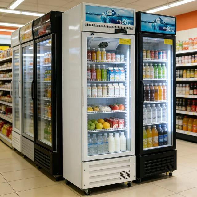 Commercial Vertical Display Cabinet with Single-temperature Glass Door Beverage Refrigerator for Supermarkets CE Certification