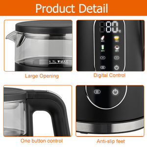 371416 CE/GS 1.7L Atacado Parede Dupla Chaleira De Água Inteligente Chaleira De Vidro Elétrica Digital Chaleira Elétrica Digital com Tela - Product Image 3