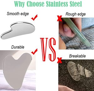 Aço inoxidável coração forma facial uasha pad logotipo privado impresso rosto perna mão corpo massageador - Product Image 4