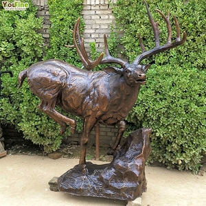 YOUFINE Outdoor Garden Animal Life Size Sculpture Bronze <strong>Deer</strong> Elk Statue Sculpture - Product Image 2