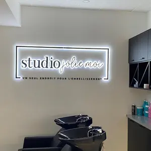 Nouveau miroir acrylique Logo or Logo personnalisé Salon Business Logo mural Logo 3D signe