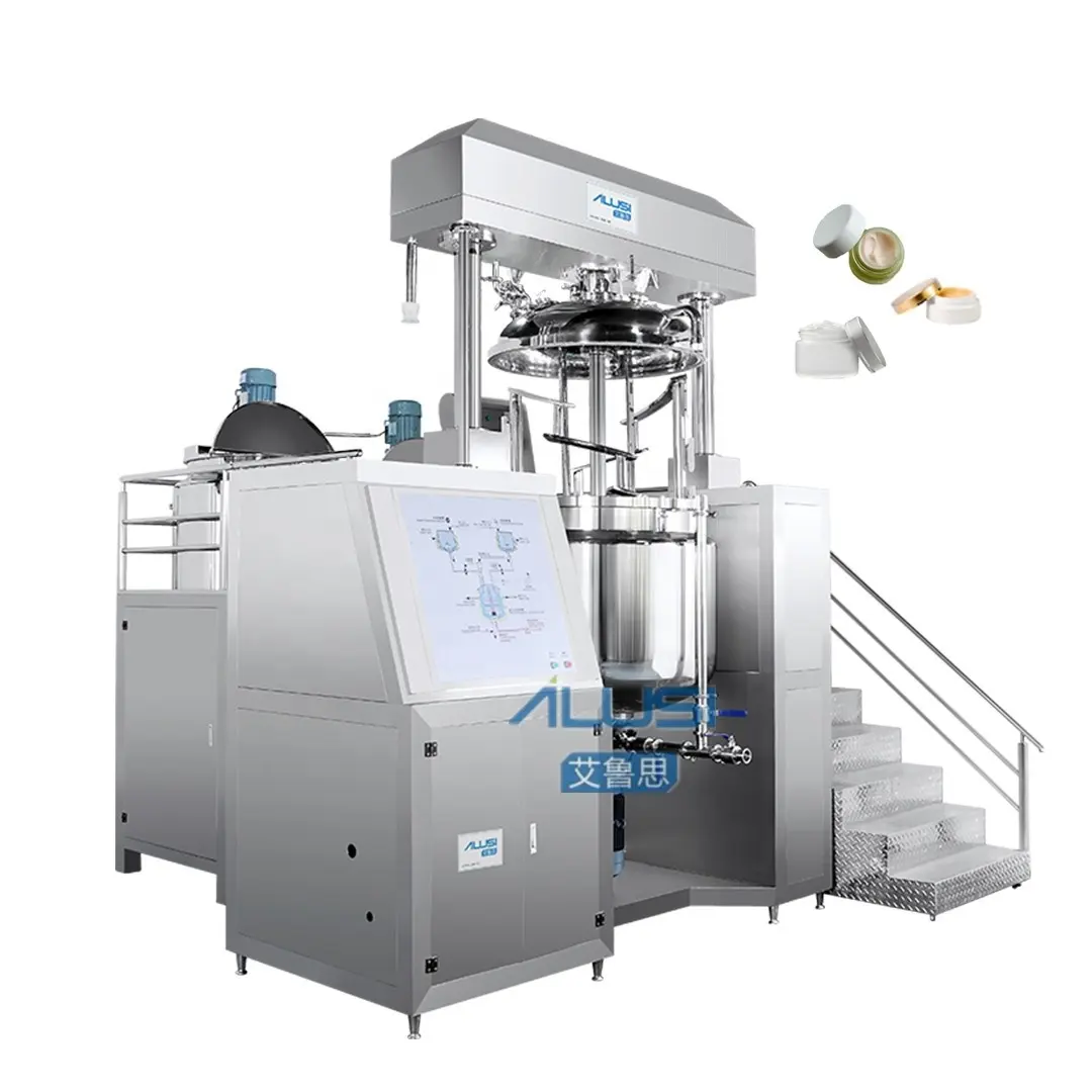AILUSI Cosmetics cream lotion gel wax Vacuum emulsifier homogenizer mixer cosmetic production line for sale