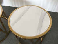 Ensemble de table basse dorée ronde en céramique, style marbre, en or, de luxe, table d'angle, C30,