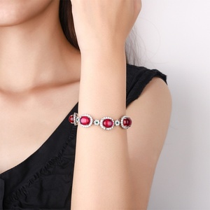 Wholesale Collections Eco-friendly Copper Trendy Contemporary Style 10*12mm <b>Red</b> Corundum Zircon <b>Bracelet</b> for Women - Product Image 6