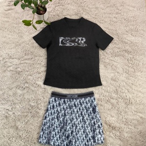 Luxury Women Casual Above Knee Short Sleeve Short Skirt Two-piece <b>Set</b> 100% Cotton Summer - Product Image 6