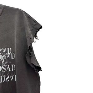T-shirt Homme Oversize Personnalisé OEM 280G Vintage Délavé Manches Courtes Imprimé Sérigraphié Effet Vieilli - Product Image 5