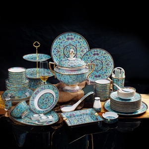Vente en gros de 86 pièces de vaisselle en porcelaine de style chinois classique, décorations royales en émail, ensembles de salle à manger pour la maison - Product Image 6