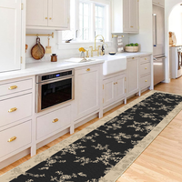 Tapis de couloir long et étroit en velours cristal durable, fabriqué à la machine, écologique, antidérapant avec support en gel