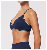 Soutien-gorge de sport sans fil pour femme en nylon et élasthanne, dos en Y, coupe basse pour couvrance complète, avec coussinets amovibles, pour yoga, course à pied, gym, entraînement, fermeture avant