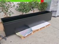 YISHANG Pot Bunga Persegi Panjang Aluminium Tugas Berat untuk Luar Ruangan, Pot Tanam Panjang untuk Balkon dan Halaman