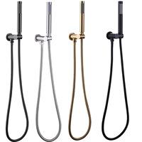 Ensemble de douche à main haute pression WEIHAO en or brossé avec support, tuyau et base circulaire pour salle de bain