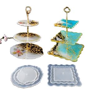 Bol à fruits à trois couches moule circulaire carré plateau de support de plateau de fruits support de décoration d'affichage moule de chute de colle moule en Silicone - Product Image 1