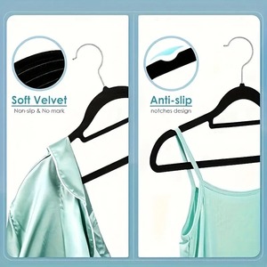 Cintre floqué 45CM en gros, cintre antidérapant en plastique pour adultes, rangement de vêtements, rangement de vêtements sans couture - Product Image 2